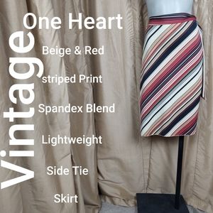 One heart vintage Beige striped skirt size M